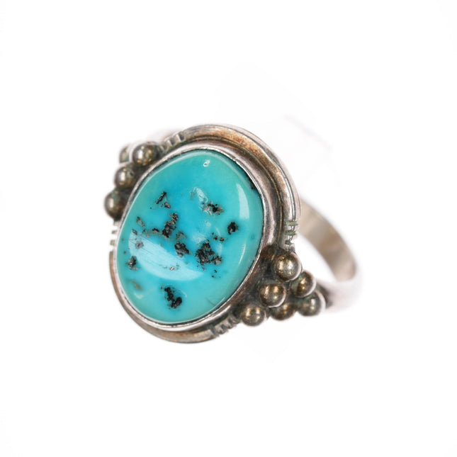 sz9 Running Bear Shop sterling ring with Kingman turquoise - Estate Fresh Austin