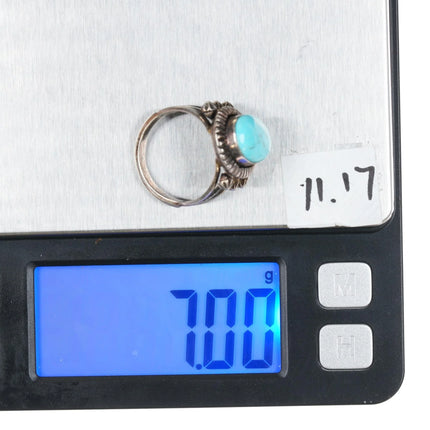 sz9 Running Bear Shop sterling ring with light blue turquoise - Estate Fresh Austin