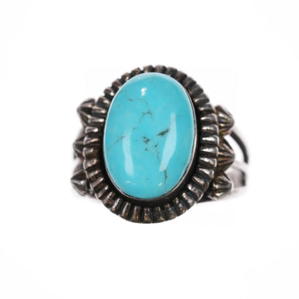 sz9 Running Bear Shop sterling ring with light blue turquoise - Estate Fresh Austin