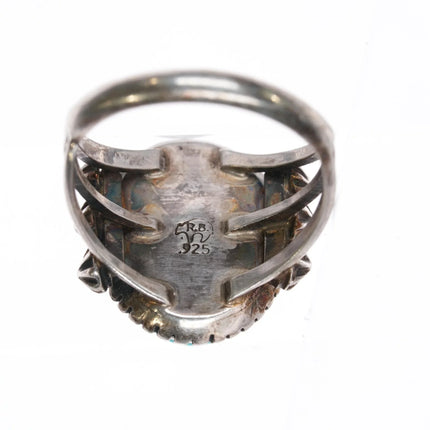 sz9 Running Bear Shop sterling ring with light blue turquoise - Estate Fresh Austin