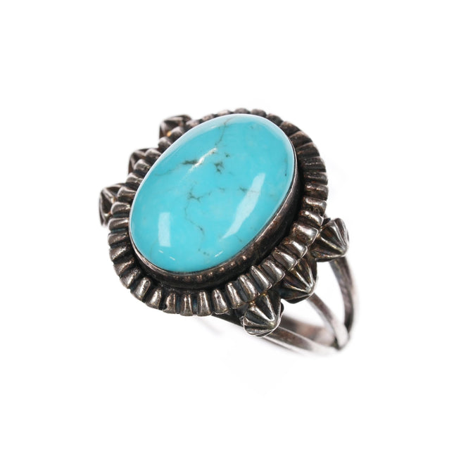 sz9 Running Bear Shop sterling ring with light blue turquoise - Estate Fresh Austin