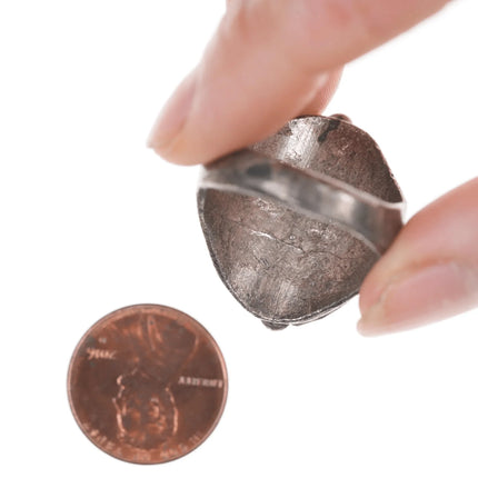 sz9 Vintage Native American silver ring with turquoise and rope edge - Estate Fresh Austin