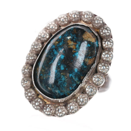 sz9 vintage Native American sterling ring with nice turquoise - Estate Fresh Austin