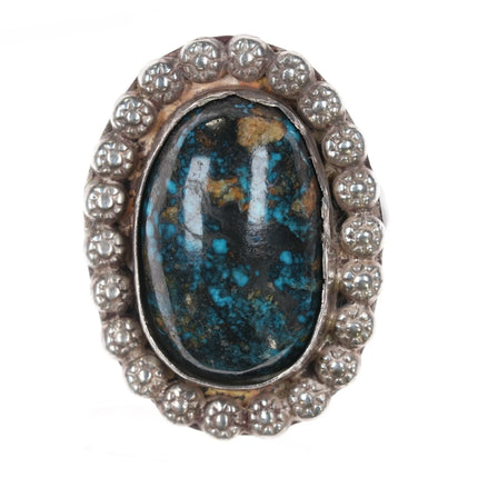 sz9 vintage Native American sterling ring with nice turquoise - Estate Fresh Austin
