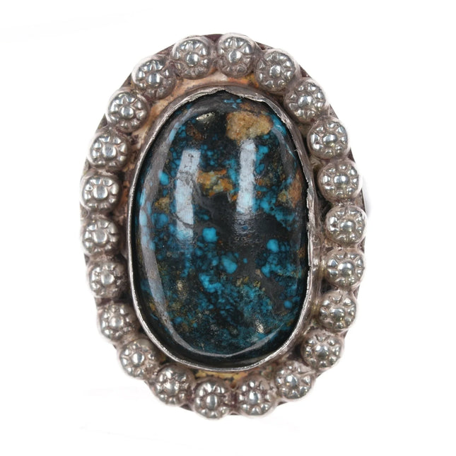 sz9 vintage Native American sterling ring with nice turquoise - Estate Fresh Austin