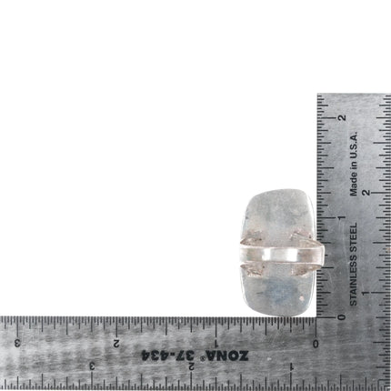 Sz9 Vintage Native American sterling turquoise, shell, and jet cobblestone ring - Estate Fresh Austin