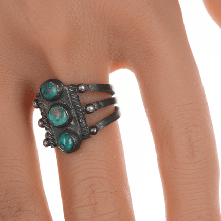 sz9.5 1920's - 30's Navajo silver and turquoise ring - Estate Fresh Austin