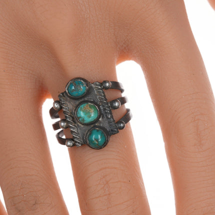 sz9.5 1920's - 30's Navajo silver and turquoise ring - Estate Fresh Austin