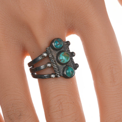 sz9.5 1920's - 30's Navajo silver and turquoise ring - Estate Fresh Austin