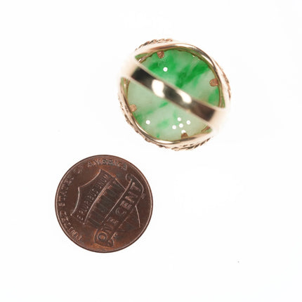 sz9.5 vintage 14k carved Jadeite ring - Estate Fresh Austin