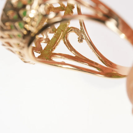 sz9.5 vintage 14k carved Jadeite ring - Estate Fresh Austin