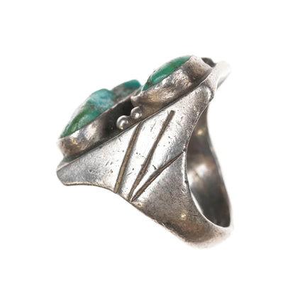 sz9.5 Vintage Native American sterling and turquoise long ring - Estate Fresh Austin