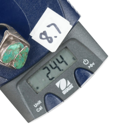 sz9.5 Vintage Native American sterling and turquoise long ring - Estate Fresh Austin