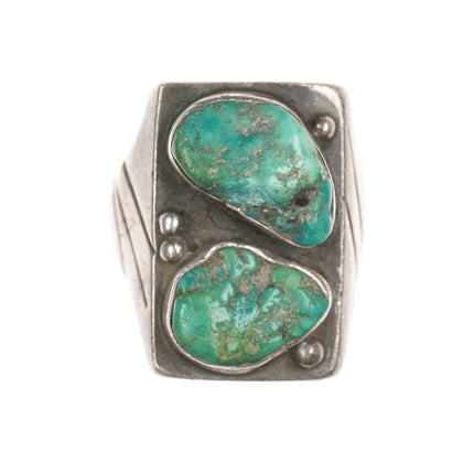 sz9.5 Vintage Native American sterling and turquoise long ring - Estate Fresh Austin