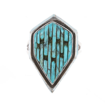 sz9.5 Vintage Native American sterling cobblestone turquoise inlaid ring - Estate Fresh Austin
