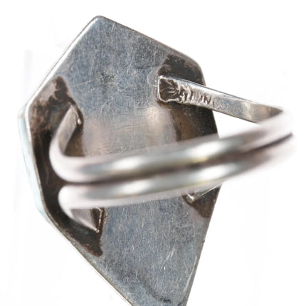 sz9.5 Vintage Native American sterling cobblestone turquoise inlaid ring - Estate Fresh Austin