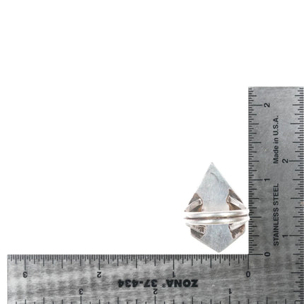 sz9.5 Vintage Native American sterling cobblestone turquoise inlaid ring - Estate Fresh Austin