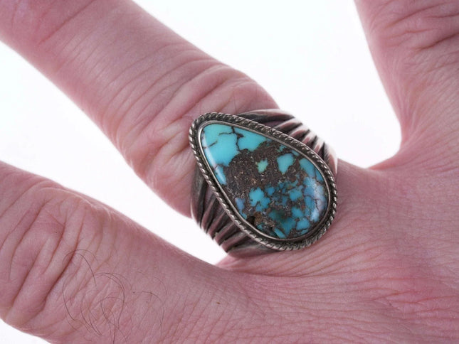 sz9.5 Vintage Native American sterling high grade turquoise ring - Estate Fresh Austin