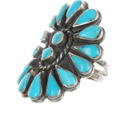 sz9.5 Vintage Native American sterling turquoise cluster ring - Estate Fresh Austin