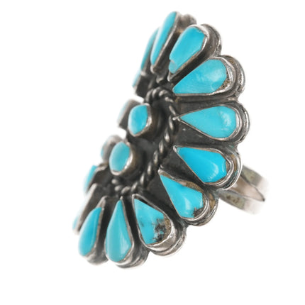 sz9.5 Vintage Native American sterling turquoise cluster ring - Estate Fresh Austin