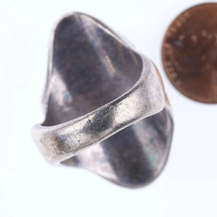 sz9.75 Chunky Vintage Navajo Sterling/turquoise/coral ring - Estate Fresh Austin