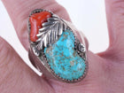 sz9.75 Chunky Vintage Navajo Sterling/turquoise/coral ring - Estate Fresh Austin