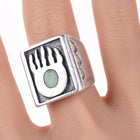 sz9.75 Vintage Native American Sterling Claw turquoise channel inlay ring - Estate Fresh Austin