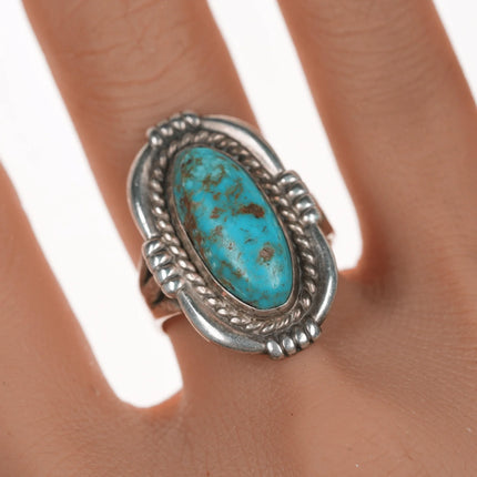 sz9.75 Vintage Navajo silver ring with turquoise - Estate Fresh Austin