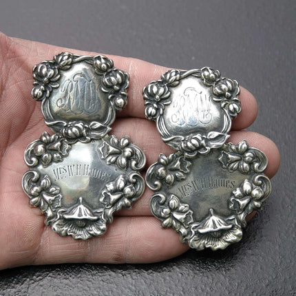 T Foree Hunsicker (1932-2015) Sterling Silver Luggage tag Clip on Earrings - Estate Fresh Austin