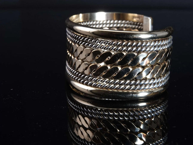 Tahe Navajo sterling and 12kgf Braided Rope cuff bracelet - Estate Fresh Austin