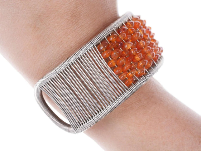 Tana Acton Woven Sterling wire agate cuff bracelet - Estate Fresh Austin