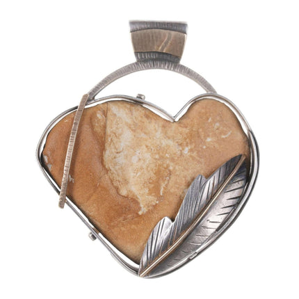 The Coolest Retro Artisan 14k gold on Sterling silver Hear shaped rock pendant - Estate Fresh Austin