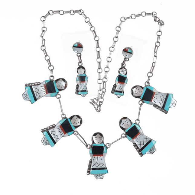 Theresa Waseta Zuni sterling necklace and earrings set - Estate Fresh Austin