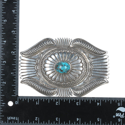 Thomas Curtis Navajo Large sterling high grade turquoise belt buckle - Estate Fresh Austin