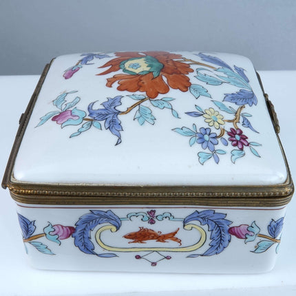 Tiffany Porcelaine De Paris Porcelain Jewelry box with brass mounts - Estate Fresh Austin