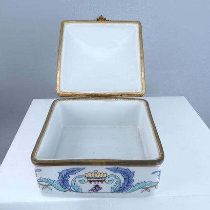 Tiffany Porcelaine De Paris Porcelain Jewelry box with brass mounts - Estate Fresh Austin