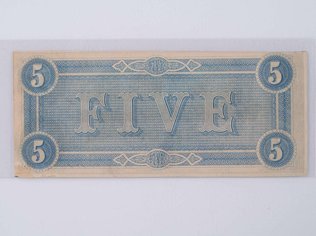 Uncirculated 1864 Confederate States American Currency Richmond 5 dollars - Estate Fresh Austin