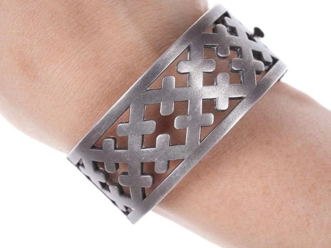 Unusual patinated Sterling modernist bracelet - Estate Fresh Austin