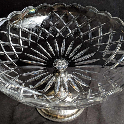 Val St Lambert Compote on Italian Silverplate Pedestal - Estate Fresh Austin