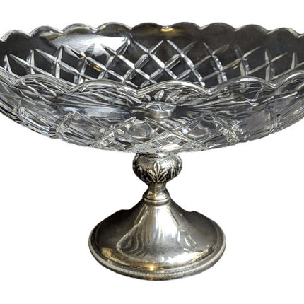 Val St Lambert Compote on Italian Silverplate Pedestal - Estate Fresh Austin