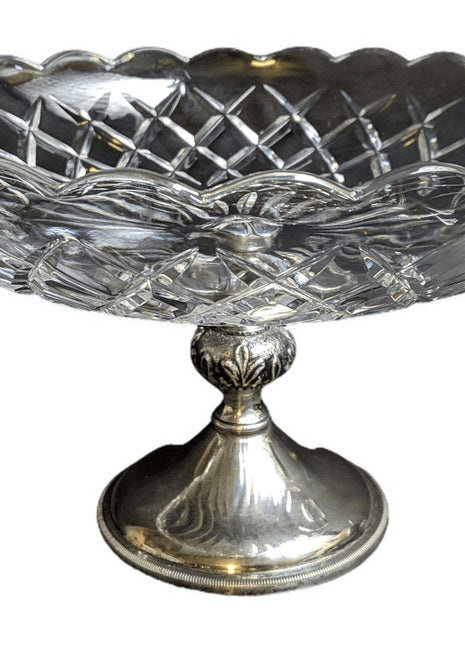 Val St Lambert Compote on Italian Silverplate Pedestal - Estate Fresh Austin