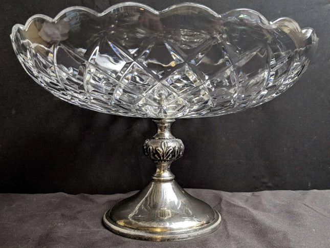 Val St Lambert Compote on Italian Silverplate Pedestal - Estate Fresh Austin