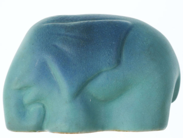 Van Briggle Elephant Paperweight in Blue Matte - Estate Fresh Austin