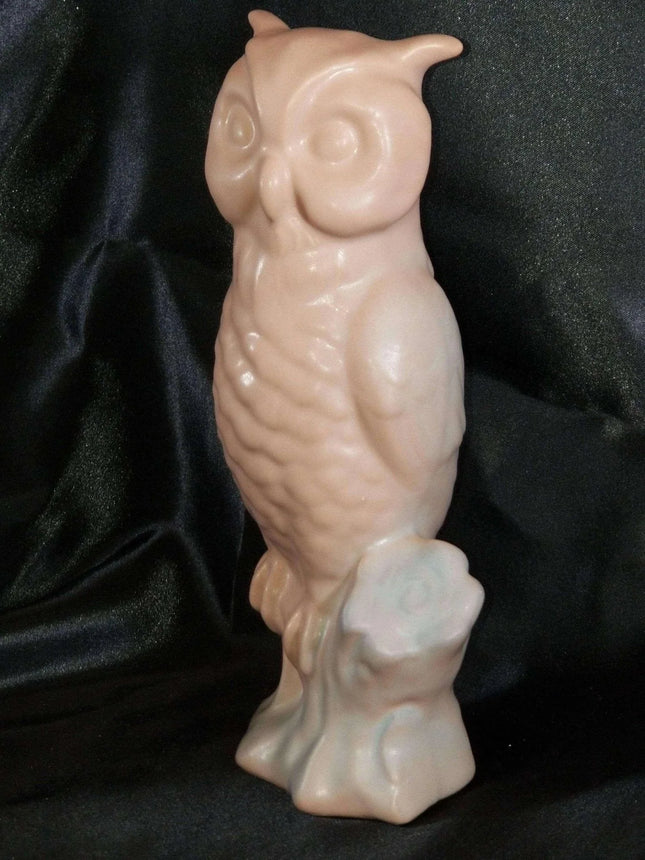 Van Briggle Pottery Owl Figure in Scarce Dusty Rose Glaze C.1989 9.5" - Estate Fresh Austin