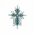 Vera Halusewa Zuni Petit point turquoise silver cross pendant/pin - Estate Fresh Austin