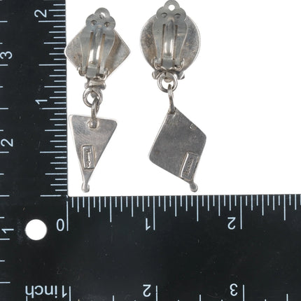 Veronica Poblano Zuni Sterling Turquoise, Coral, and Lapis clip-on earrings - Estate Fresh Austin