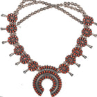 Victor Moses Begay Navajo Mediterranean Coral Cluster squash blossom necklace - Estate Fresh Austin