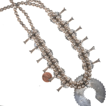 Victor Moses Begay Navajo Mediterranean Coral Cluster squash blossom necklace - Estate Fresh Austin