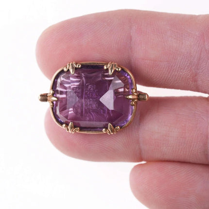Victorian 14k Gold Hand Carved Amethyst Cameo Watch fob/pendant/oversized charm - Estate Fresh Austin
