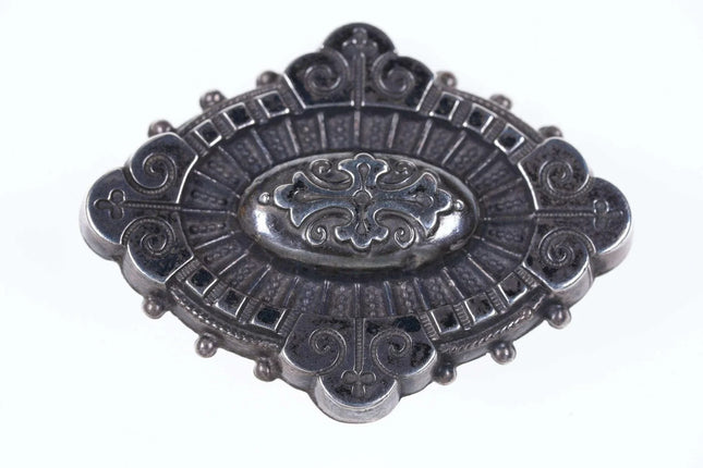 Victorian Sterling Cross pattern brooch pin - Estate Fresh Austin